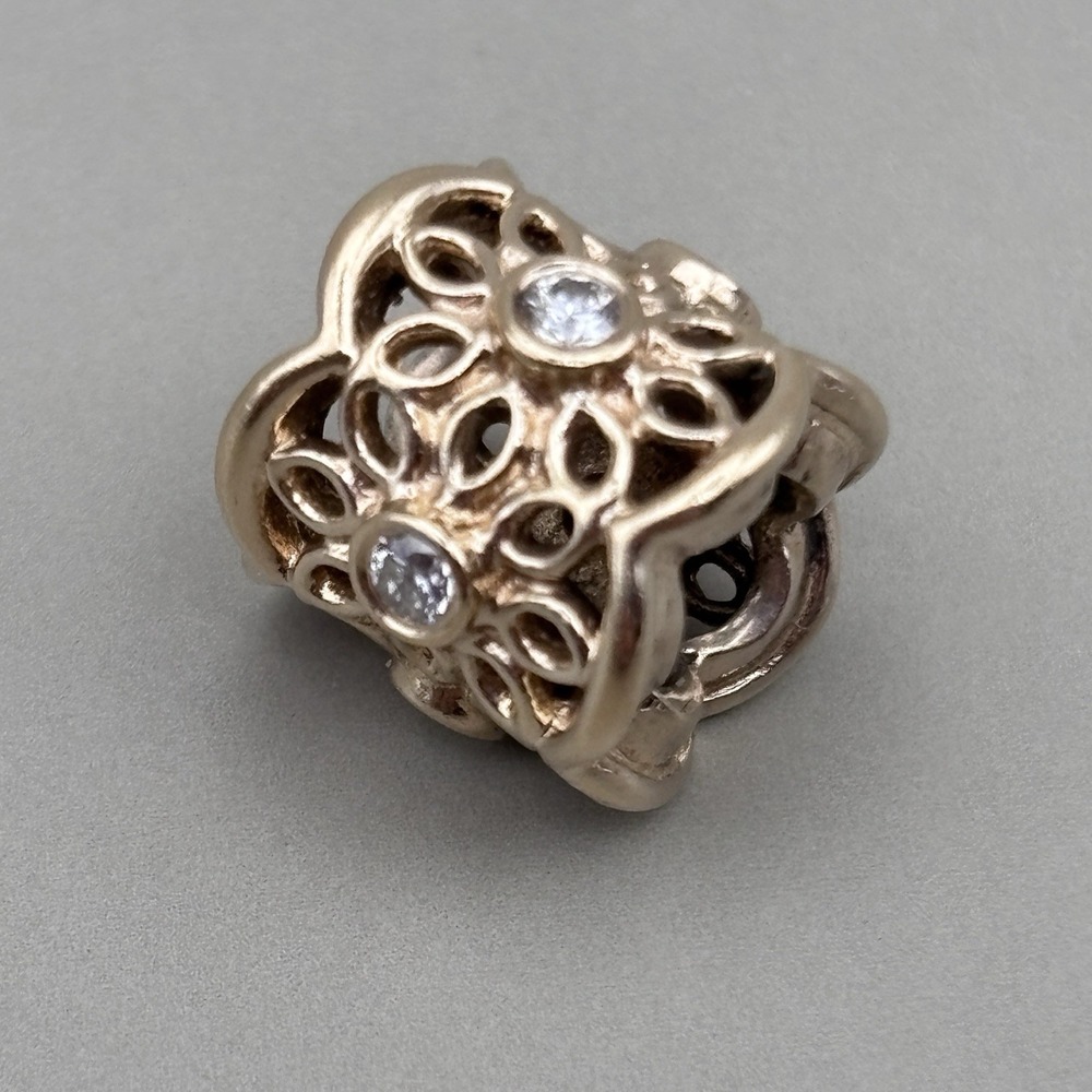 Pandora Golden Radiance Freesia 14K Gold Diamond Charm Retired - Picture 4 of 8